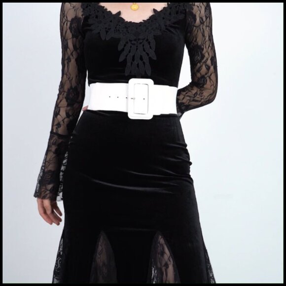 Faux Leather Wide Stretch Belt with Rectangular Buckle Adjustable main image 6